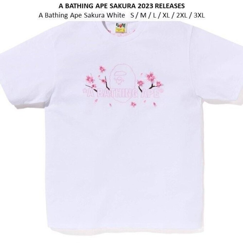 BATHING APE SAKURA Bape Shirt 1J20-110-012 WHITE XL embroidered